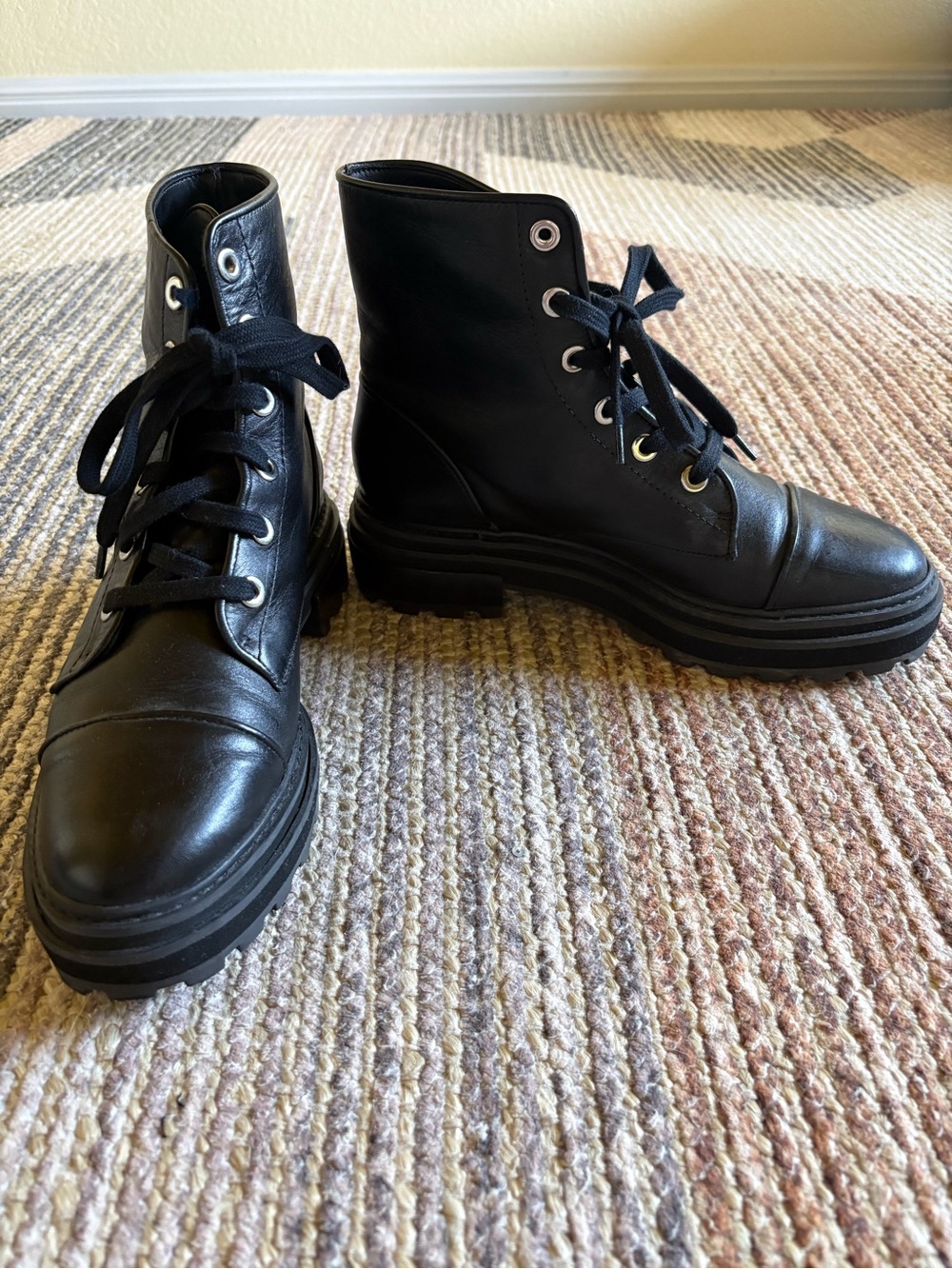 Black Chunky Schutz Boots, Sz 9W